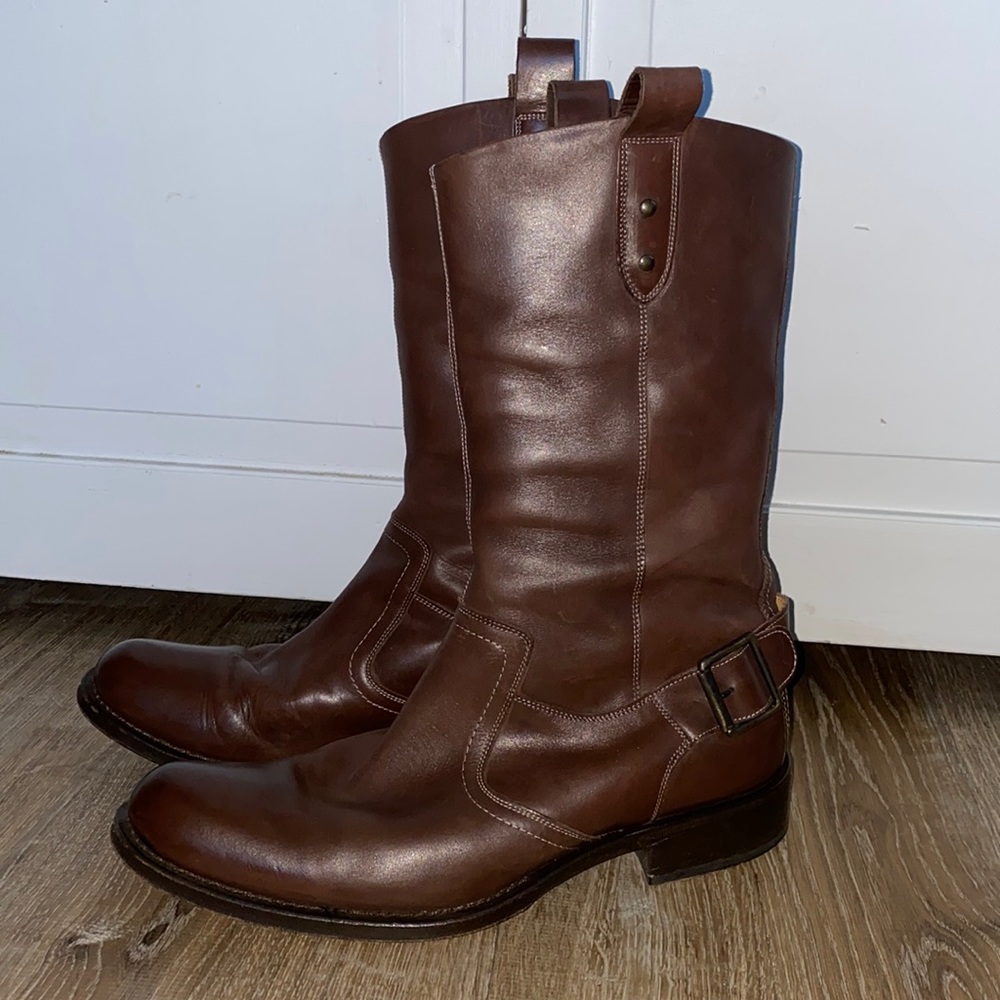 Cole Haan men’s mid-calf brown leather western style boots. Like new! Size 10